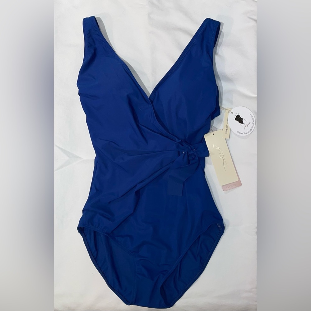 Gottex Vogue V Neck Surplice One-Piece Swimsuit, Deep Blue